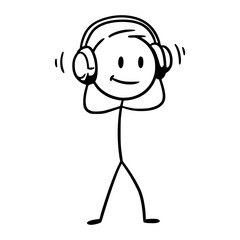 Sticky Man Listening to Music