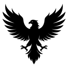 High-Quality Eagle Silhouette PNG Black Bird of Prey with Wide Wingspan Descending Gracefully on Transparent Background for Designers