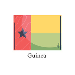 Stylized vector illustration of the national flag of Guinea-Bissau with modern abstract design elements