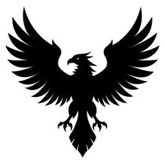 Transparent PNG Black Eagle Silhouette Swooping Down with Spread Wings – Perfect for Logos, Posters, and Wildlife Designs