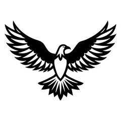 Fototapeta premium Black Eagle Silhouette Descending with Wings Spread Wide High-Resolution PNG on Transparent Background for Graphic Design and Digital Art