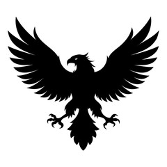 Black Eagle Silhouette Descending with Wings Spread Wide High-Resolution PNG on Transparent Background for Graphic Design and Digital Art