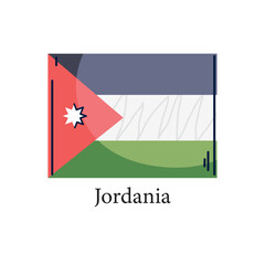 Vector illustration of the national flag of Jordan, featuring horizontal black, white, and green stripes with a red triangle and a white seven-pointed star, presented in a modern flat graphic design