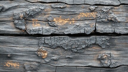 Close-up of charred wood texture showing cracks, fissures, and gray-brown color variations.