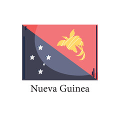 Vector illustration of the national flag of Papua New Guinea, featuring a yellow bird of paradise on a red background and the Southern Cross constellation on black, presented in a modern flat design s