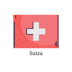 Vector Illustration of the National Flag of Switzerland Featuring a Bold White Cross on a Red Background Representing the Alpine Nation's Identity and Neutrality