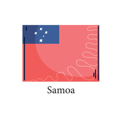 Vector Illustration of the National Flag of Samoa Featuring the Southern Cross Constellation on a Blue Rectangle with a Red Background Representing the Pacific Island Nation