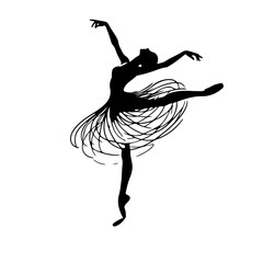 Elegant Ballerina Silhouette: Graceful Motion in Minimalist Form © MS