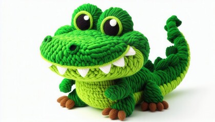 Fototapeta premium Playful green alligator toy creative craft studio image showcase whimsical environment close-up view