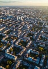 Aerial View of City at Sunset