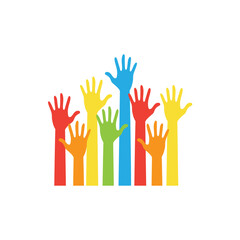 Colorful hand for Autism Awareness Day