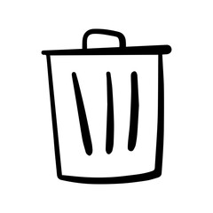Trash bin doodle vector icon