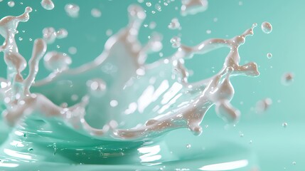 Dynamic milk splash against teal background
