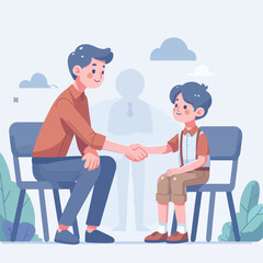 Obraz premium vector image of parents and small children greeting