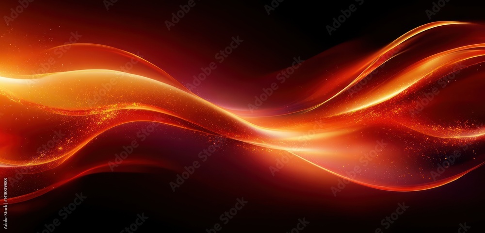 Aufkleber abstract digital background with flowing red and orange light waves and smooth gradients in modern m