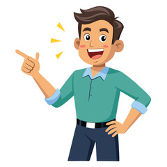 Happy man pointing into a blank copy space spot with two hands