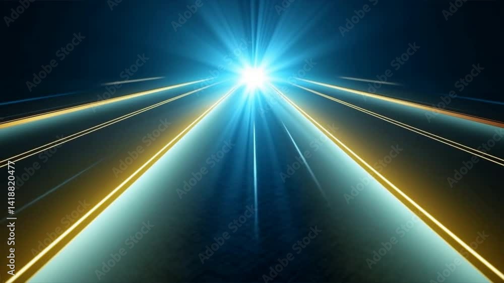 Poster futuristic light streaks create a dynamic impression of speed and movement in a digital environment.
