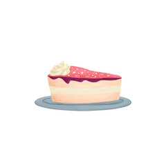 Tart cake drawing cartoon isolated. Stawberry flavor tart cake illustration