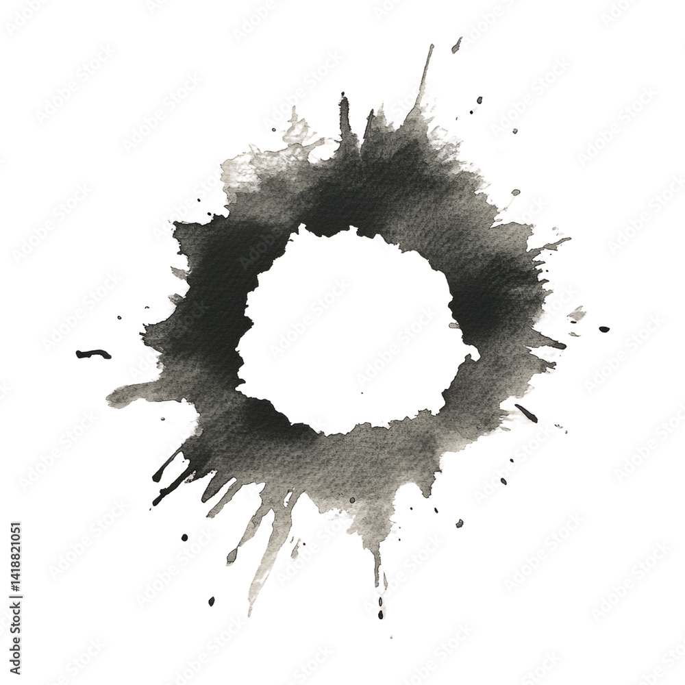 Aufkleber ethereal orb created by splattered ink against a void of complete darkness