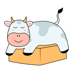 Cute Cow Illustration in Cartoon Design. Vector Character.