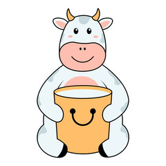 Cute Cow Illustration in Cartoon Design. Vector Character.