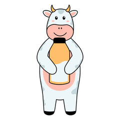 Obraz premium Cute Cow Illustration in Cartoon Design. Vector Character.