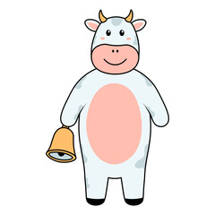 Cute Cow Illustration in Cartoon Design. Vector Character.