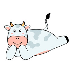 Cute Cow Illustration in Cartoon Design. Vector Character.