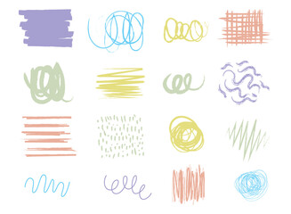 Colorful scribbled design elements, Abstract Hand Drawn Design Elements, Trendy vector illustration