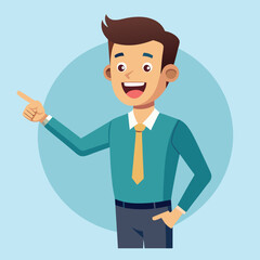 Happy man pointing into a blank copy space spot with two hands