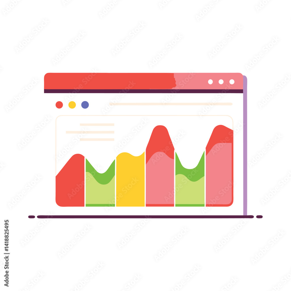 Poster analytics graph for ad performance on white background