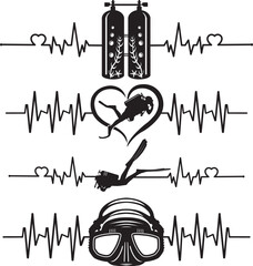 Obraz premium Scuba Diving Heartbeat, Underwater, Diver, Ocean Life