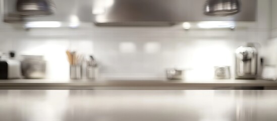 Blurred aesthetic of a modern kitchen interior, highlighting minimalist design