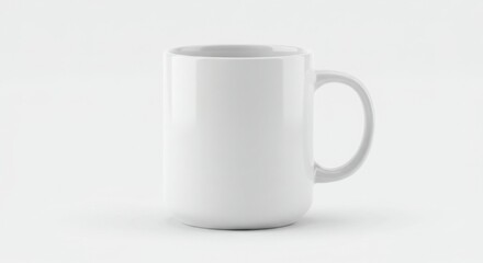 White Mug Mockup Isolated on White Background Display