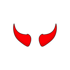 Simple red devil horns icon