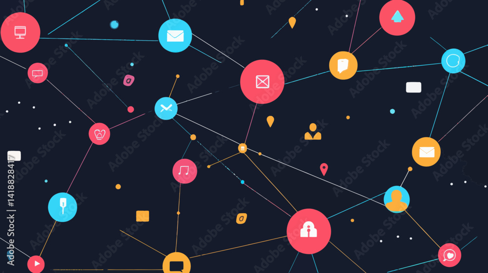 Poster global social media communication network vector image illustrating digital connectivity and interac
