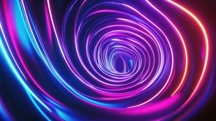 Neon Vortex: Abstract Swirling Tunnel of Vibrant Lights