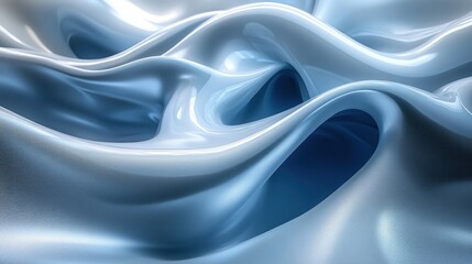 Obraz premium Abstract Blue Wave Background with Smooth Flowing Curves and Futuristic Modern Minimalism