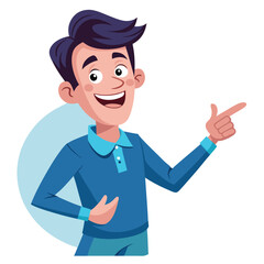 Happy man pointing into a blank copy space spot with two hands