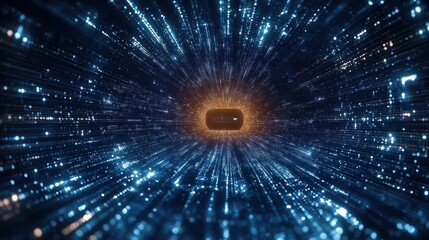 Futuristic digital network with glowing data streams and cyber connections in a high-tech virtual space