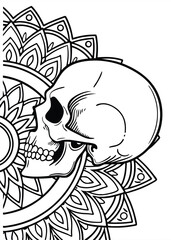 Fototapeta premium Ornate Mandala Design Featuring a Skull Illustration