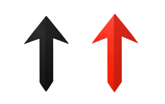 Red arrow pointing right, black arrow pointed down on transparent background