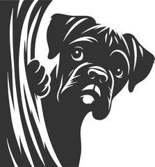 Boxer dog peeking silhouette vector