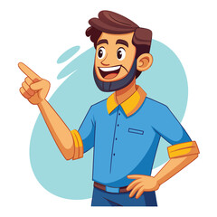 Happy man pointing into a blank copy space spot with two hands