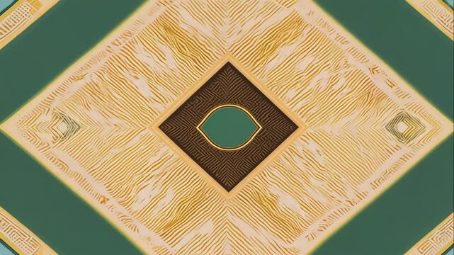 Colorful Geometric Pattern with Diamond Shape and Striped Border