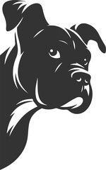 Boxer dog peeking silhouette vector