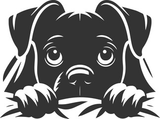 Boxer dog peeking silhouette vector