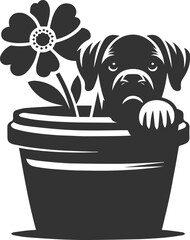 Boxer dog peeking silhouette vector