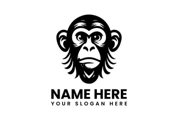 Premium minimalist monkey vector logo, elegant animal icon illustration design on isolated background