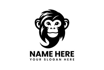 Premium minimalist monkey vector logo, elegant animal icon illustration design on isolated background